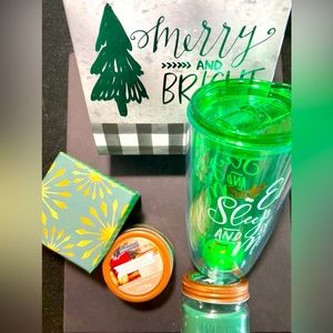 NWT Merry & Bright Holiday Tumbler/Candle Gift Set